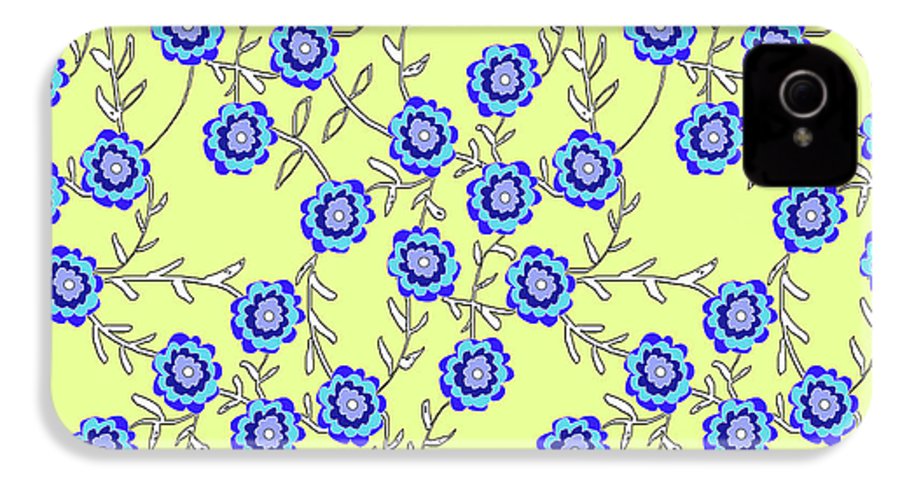 Blue Flowers On Yellow - Phone Case