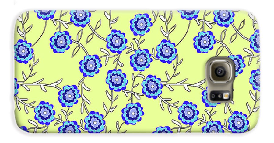 Blue Flowers On Yellow - Phone Case