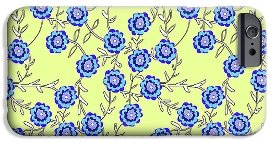 Blue Flowers On Yellow - Phone Case