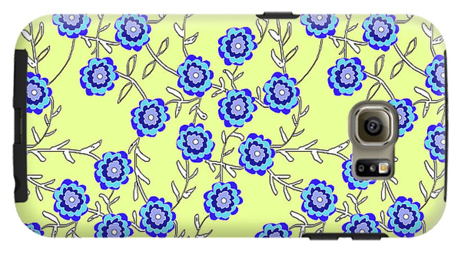 Blue Flowers On Yellow - Phone Case