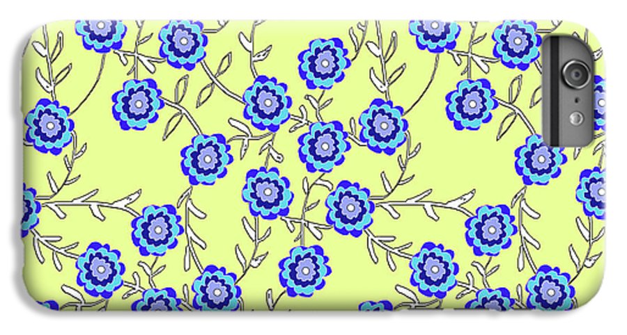 Blue Flowers On Yellow - Phone Case