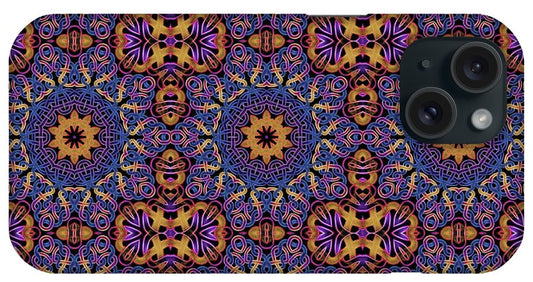 Blue Gold Celtic Kaleidoscope - Phone Case