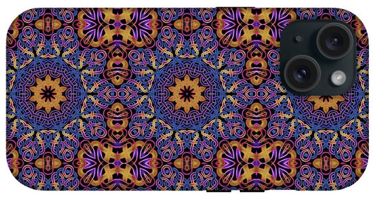 Blue Gold Celtic Kaleidoscope - Phone Case