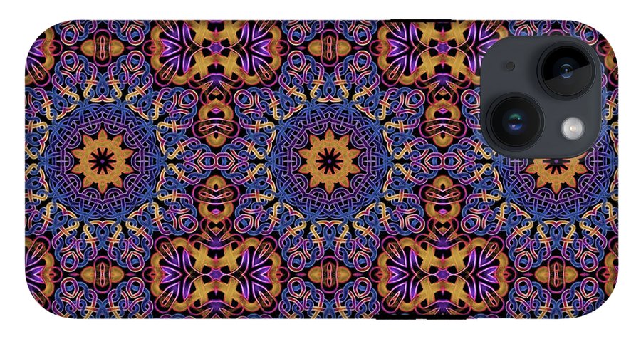 Blue Gold Celtic Kaleidoscope - Phone Case