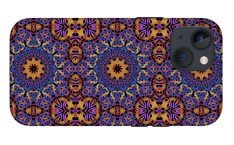 Blue Gold Celtic Kaleidoscope - Phone Case