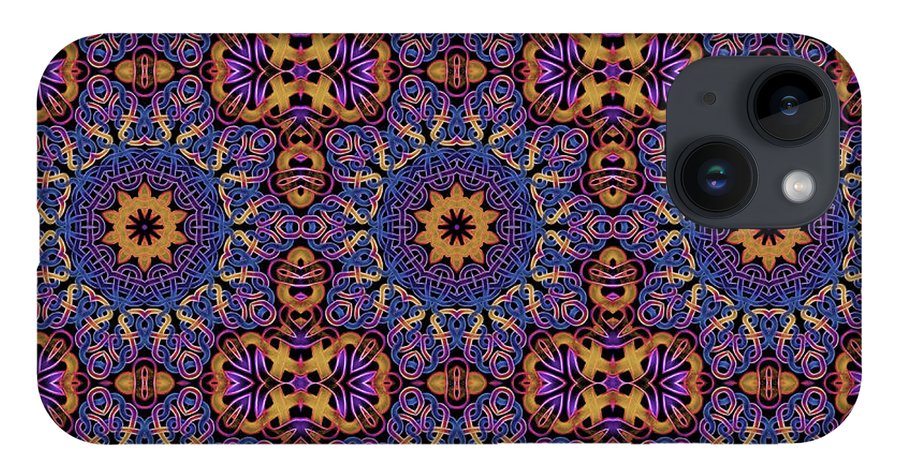 Blue Gold Celtic Kaleidoscope - Phone Case