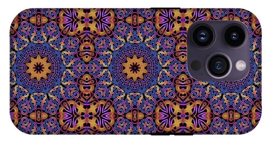 Blue Gold Celtic Kaleidoscope - Phone Case