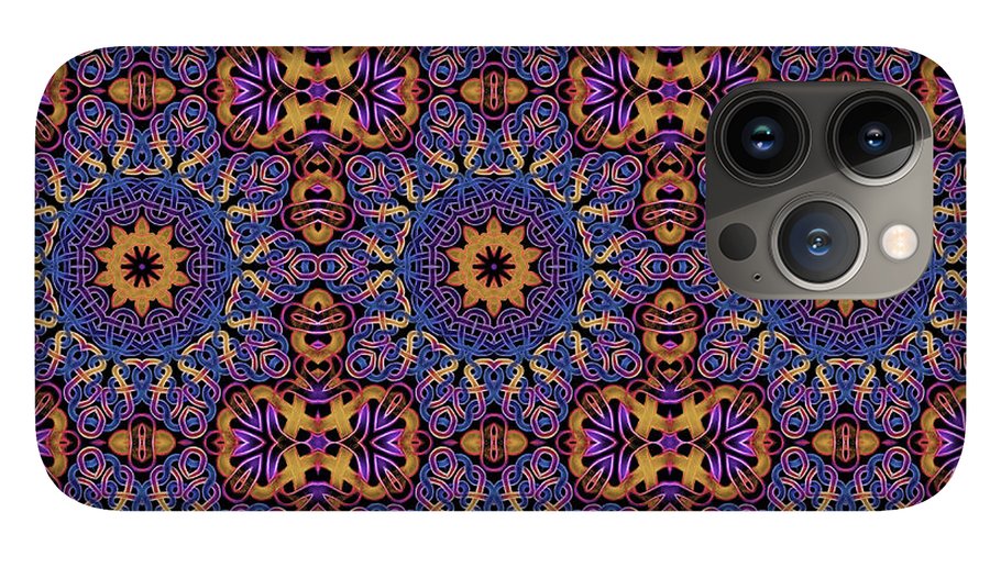 Blue Gold Celtic Kaleidoscope - Phone Case