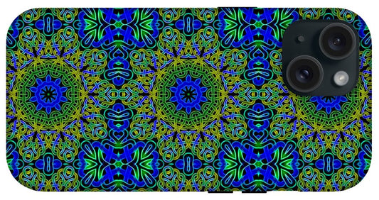 Blue Green Celtic Kaleidoscope - Phone Case
