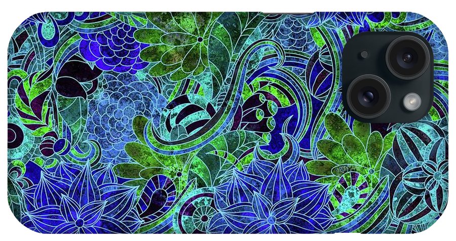Blue Green Flower Pattern - Phone Case
