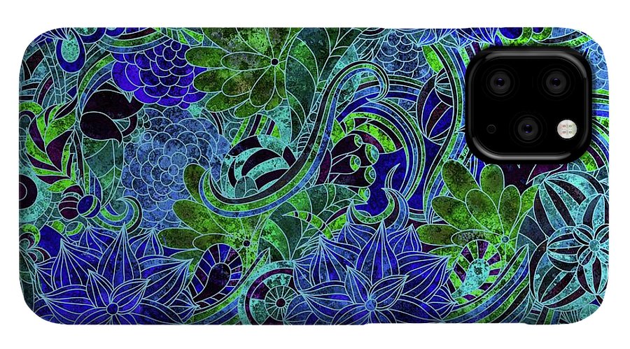 Blue Green Flower Pattern - Phone Case