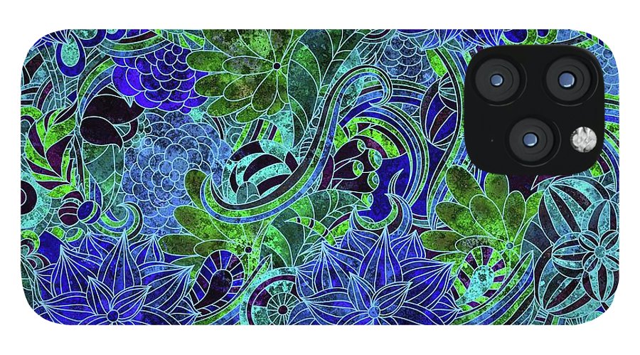 Blue Green Flower Pattern - Phone Case