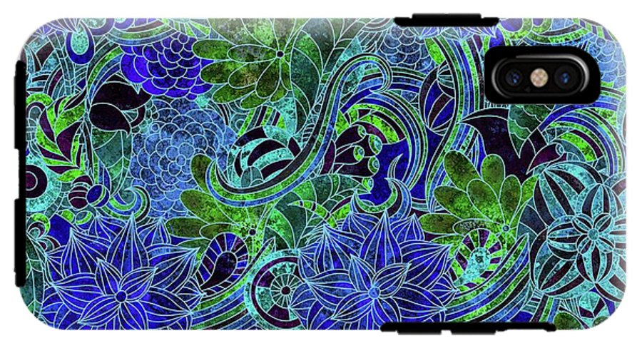 Blue Green Flower Pattern - Phone Case