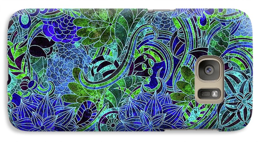 Blue Green Flower Pattern - Phone Case