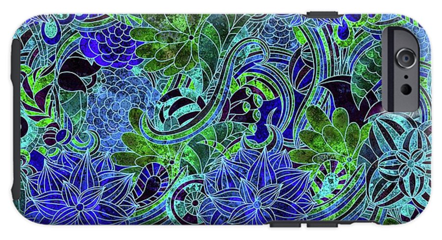 Blue Green Flower Pattern - Phone Case