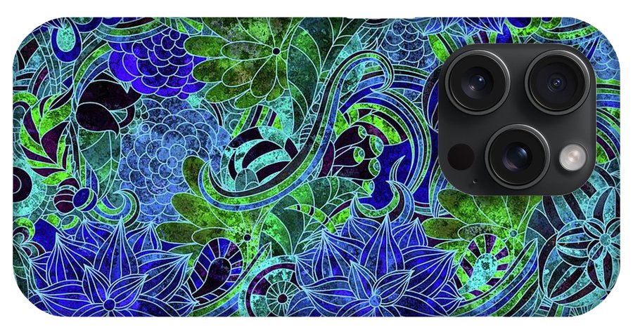 Blue Green Flower Pattern - Phone Case