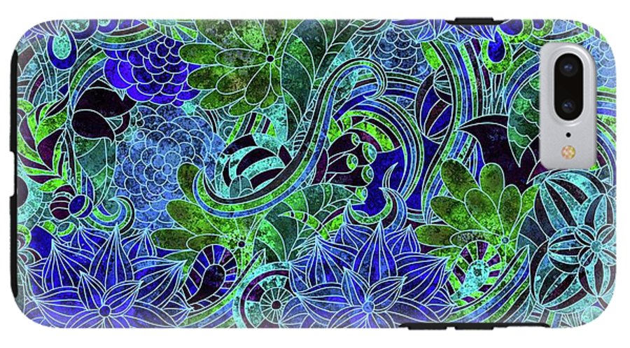 Blue Green Flower Pattern - Phone Case