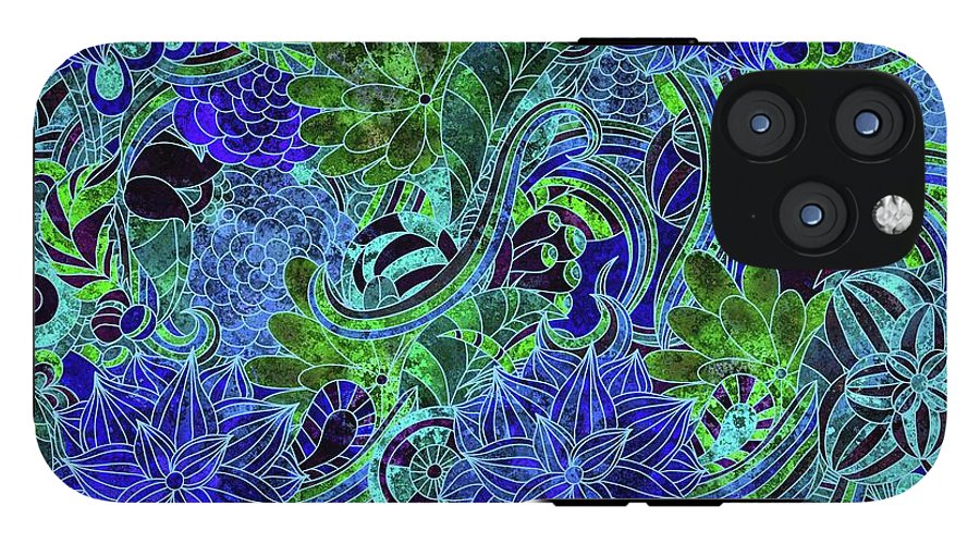 Blue Green Flower Pattern - Phone Case
