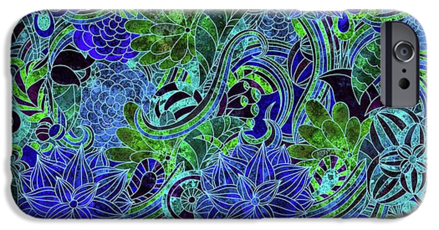 Blue Green Flower Pattern - Phone Case