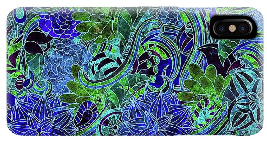 Blue Green Flower Pattern - Phone Case