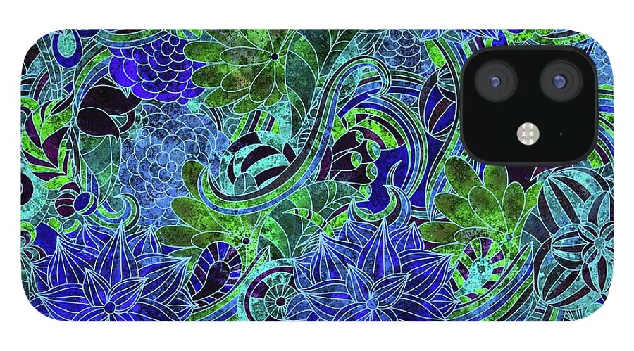 Blue Green Flower Pattern - Phone Case