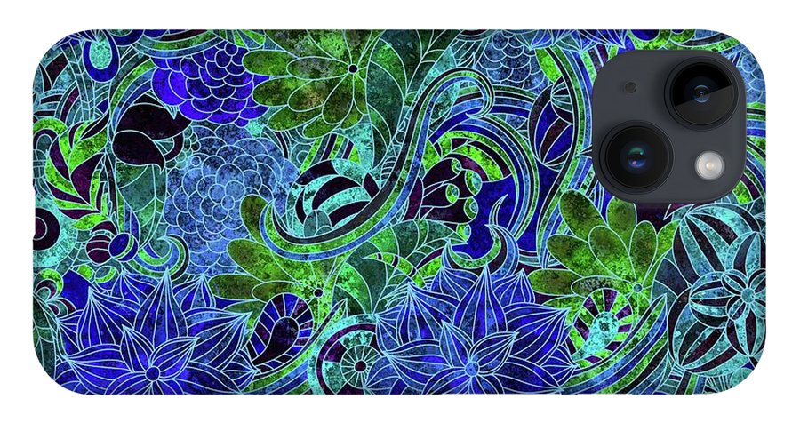 Blue Green Flower Pattern - Phone Case
