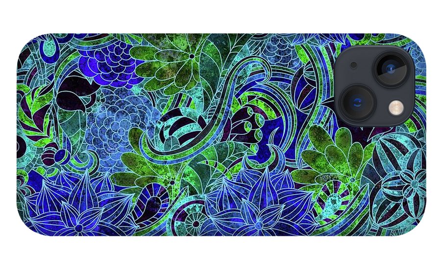 Blue Green Flower Pattern - Phone Case