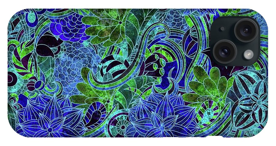 Blue Green Flower Pattern - Phone Case