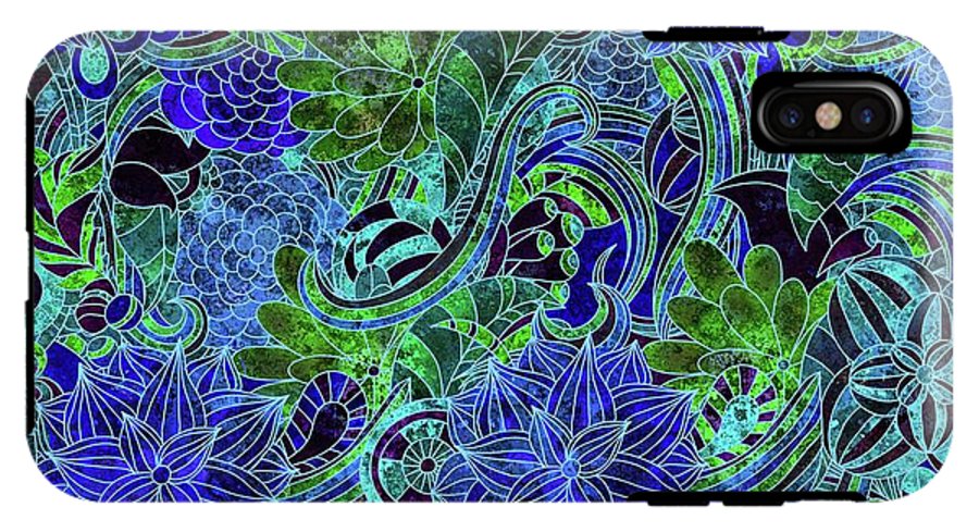Blue Green Flower Pattern - Phone Case