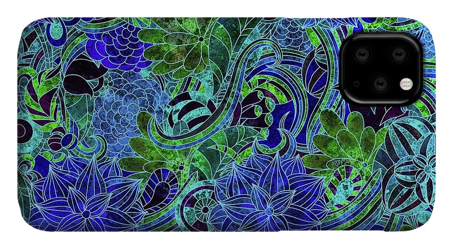 Blue Green Flower Pattern - Phone Case