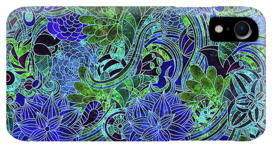 Blue Green Flower Pattern - Phone Case