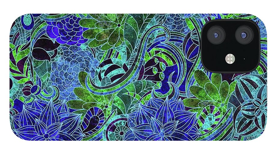 Blue Green Flower Pattern - Phone Case