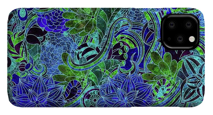 Blue Green Flower Pattern - Phone Case