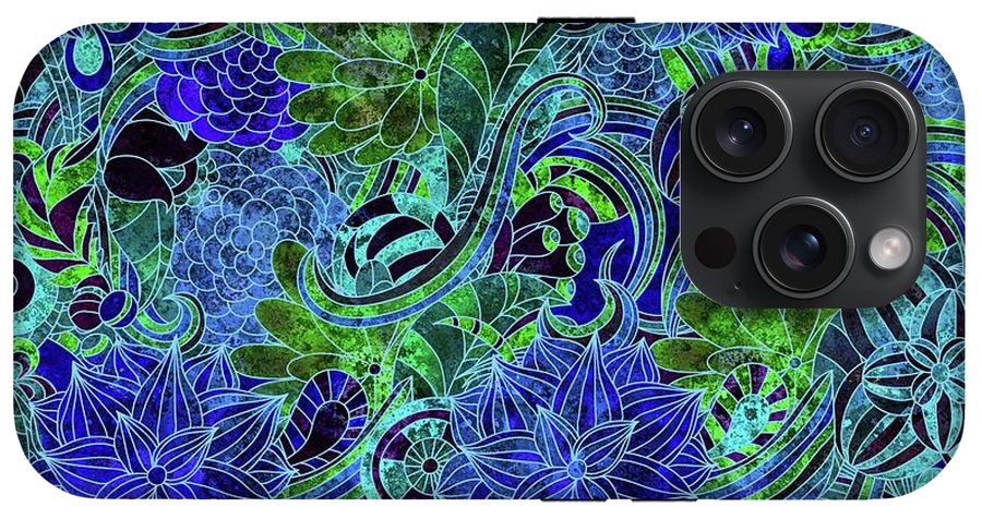 Blue Green Flower Pattern - Phone Case