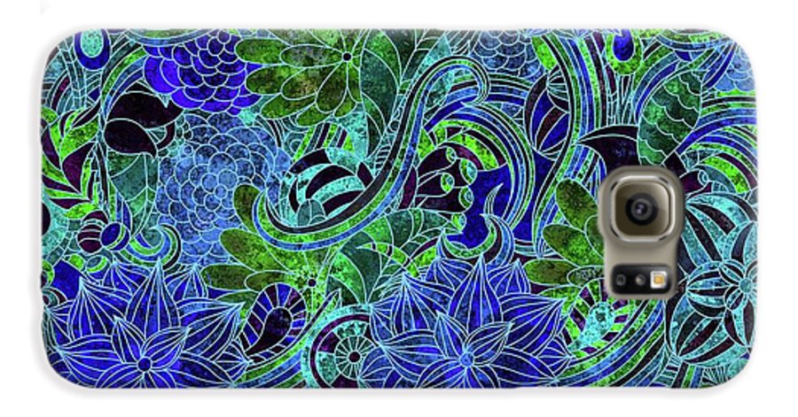 Blue Green Flower Pattern - Phone Case