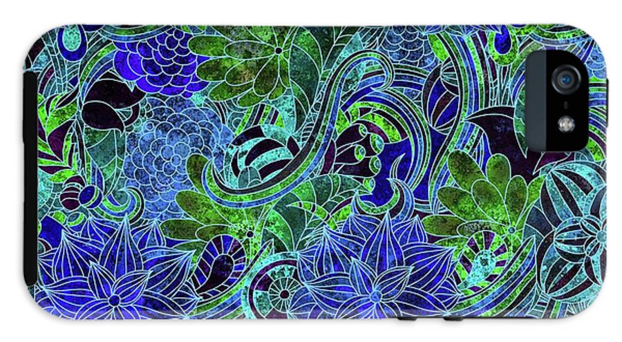 Blue Green Flower Pattern - Phone Case