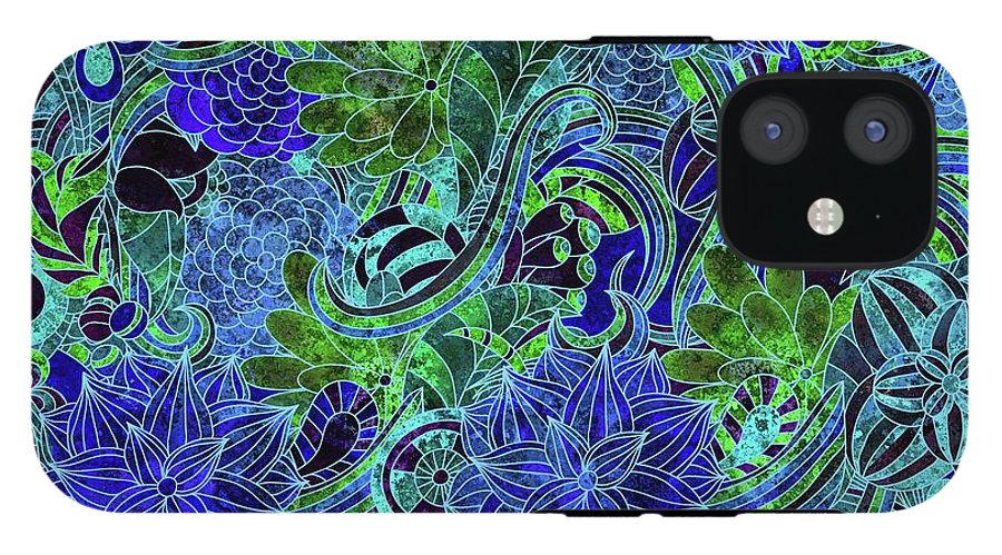 Blue Green Flower Pattern - Phone Case
