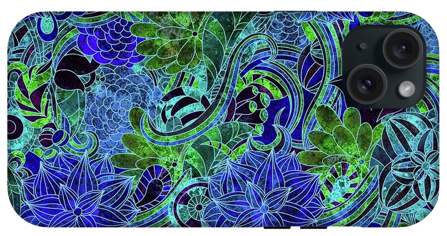 Blue Green Flower Pattern - Phone Case