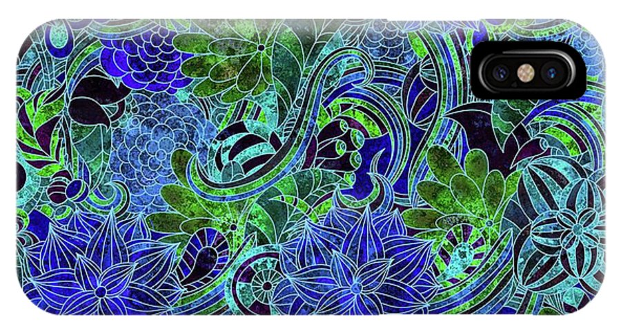 Blue Green Flower Pattern - Phone Case