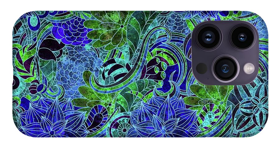 Blue Green Flower Pattern - Phone Case