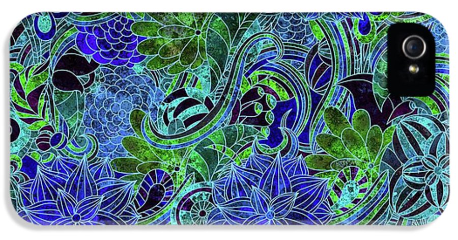 Blue Green Flower Pattern - Phone Case