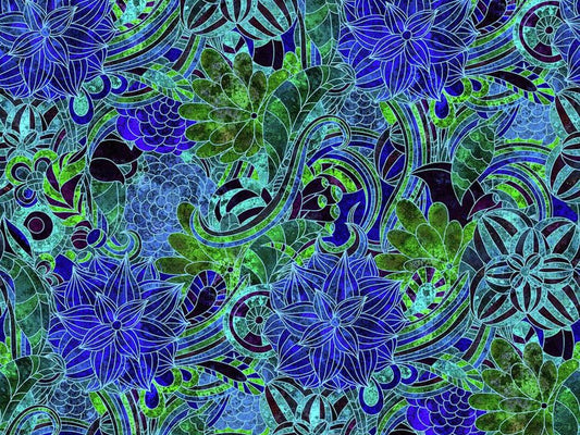 Blue Green Flower Pattern - Puzzle