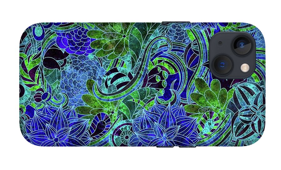 Blue Green Flower Pattern - Phone Case