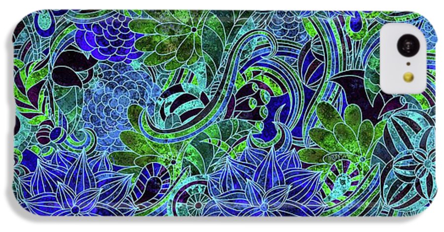 Blue Green Flower Pattern - Phone Case