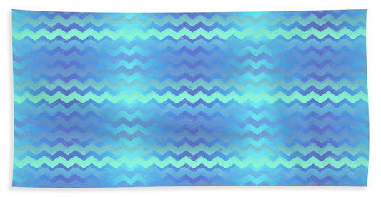 Blue Green Mermaid Chevron - Bath Towel