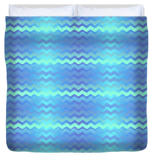 Blue Green Mermaid Chevron - Duvet Cover