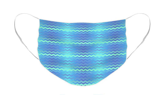Blue Green Mermaid Chevron - Face Mask