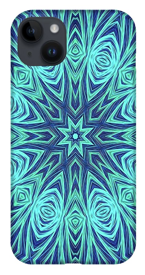 Blue Ice Kaleidoscope Fractal - Phone Case