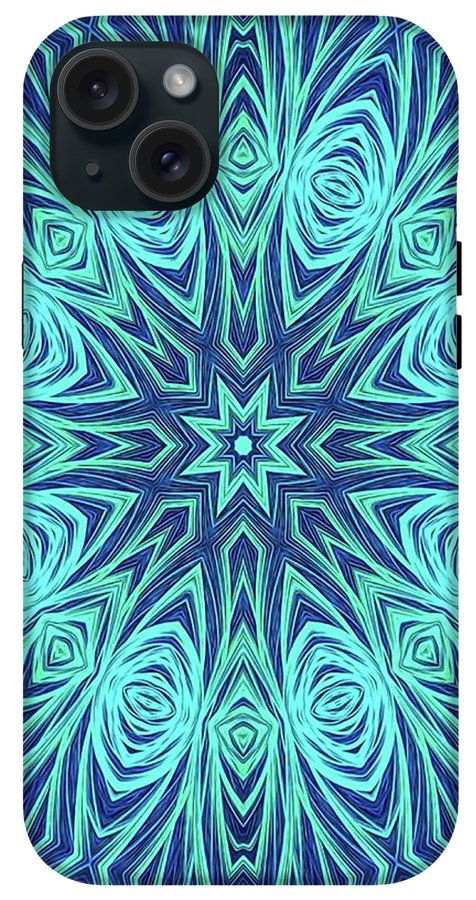 Blue Ice Kaleidoscope Fractal - Phone Case