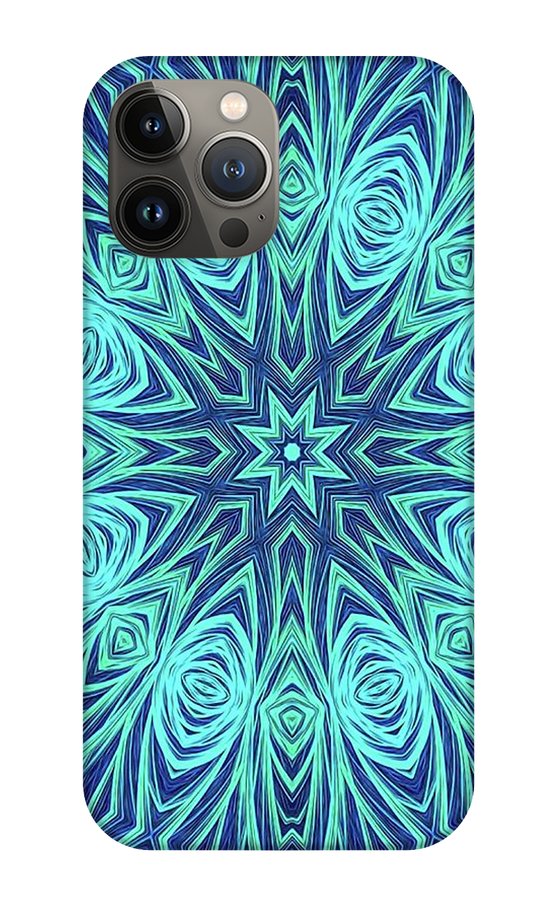 Blue Ice Kaleidoscope Fractal - Phone Case